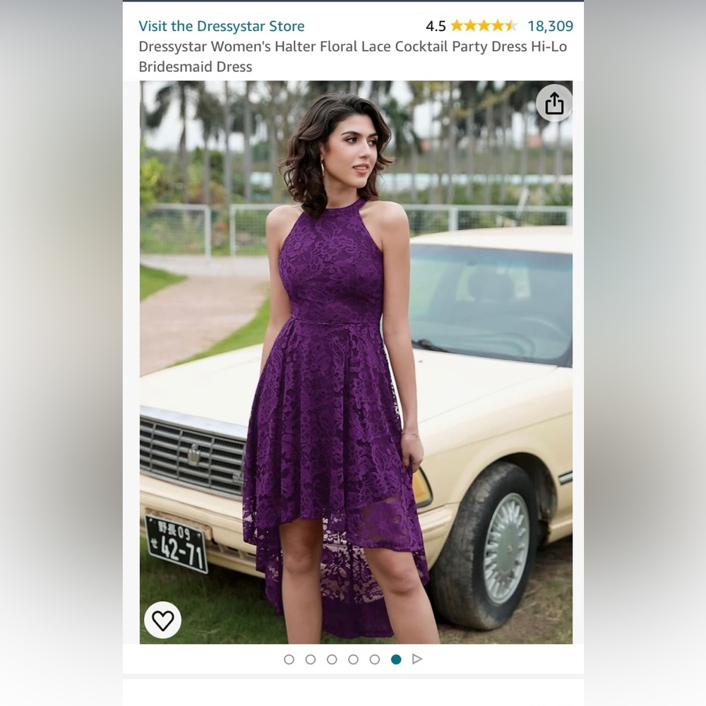 Purple Lace High Low Dress